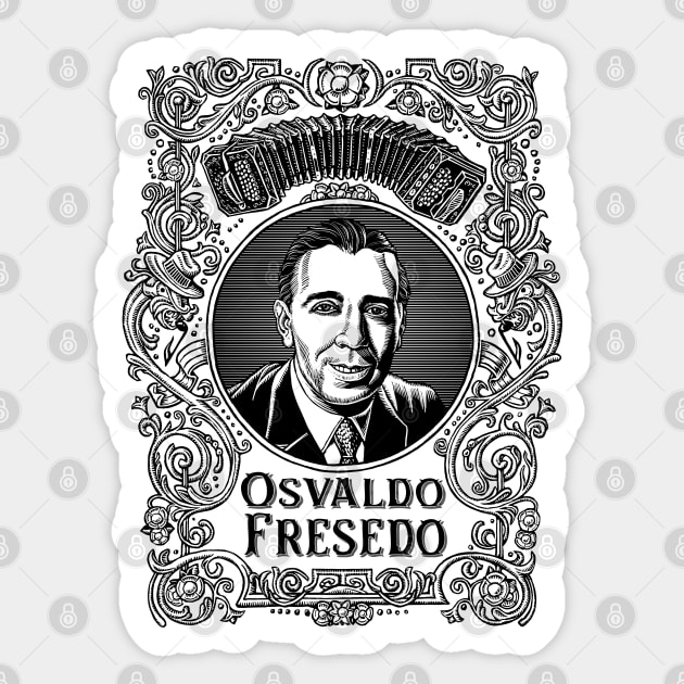 Osvaldo Fresedo in Black Sticker by Lisa Haney